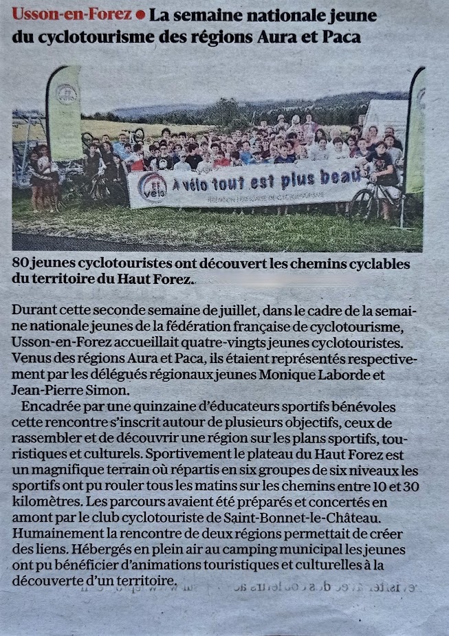 Article Cyclotourisme National Jeunes 2